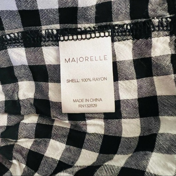 Majorelle off the shoulder black & white ruffle plaid checkers mini dress XS